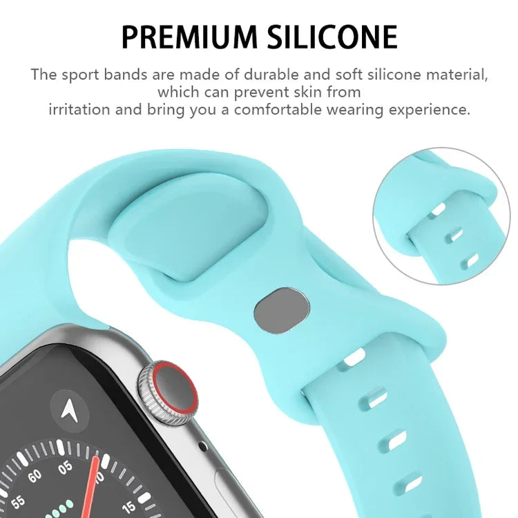 Butterfly Buckle Silicone Watchband, Size: L For Apple Watch Series, 7 45mm / 6&SE&5&4 44mm / 3&2&1 42mm