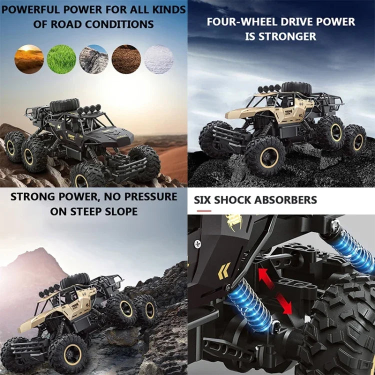 4WD Übergroßes RC-Auto mit sechs Aluminiumrädern, (Schwarz), (Gold)