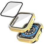 Doppelreihiges Diamant-Gehäuse aus Polycarbonat und gehärtetem Glas für Apple Watch Series 3, 2 und 1 (38 mm und 42 mm)