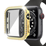 Doppelreihiges Diamant-Gehäuse aus Polycarbonat und gehärtetem Glas für Apple Watch Series 3, 2 und 1 (38 mm und 42 mm)