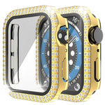 Doppelreihiges Diamant-Gehäuse aus Polycarbonat und gehärtetem Glas für Apple Watch Series 3, 2 und 1 (38 mm und 42 mm)