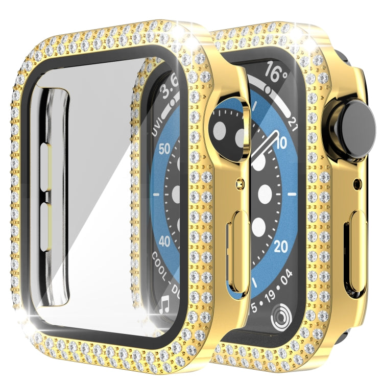 Doppelreihiges Diamant-Gehäuse aus Polycarbonat und gehärtetem Glas für Apple Watch Series 3, 2 und 1 (38 mm und 42 mm)