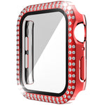Doppelreihiges Diamant-Gehäuse aus Polycarbonat und gehärtetem Glas für Apple Watch Series 3, 2 und 1 (38 mm und 42 mm)