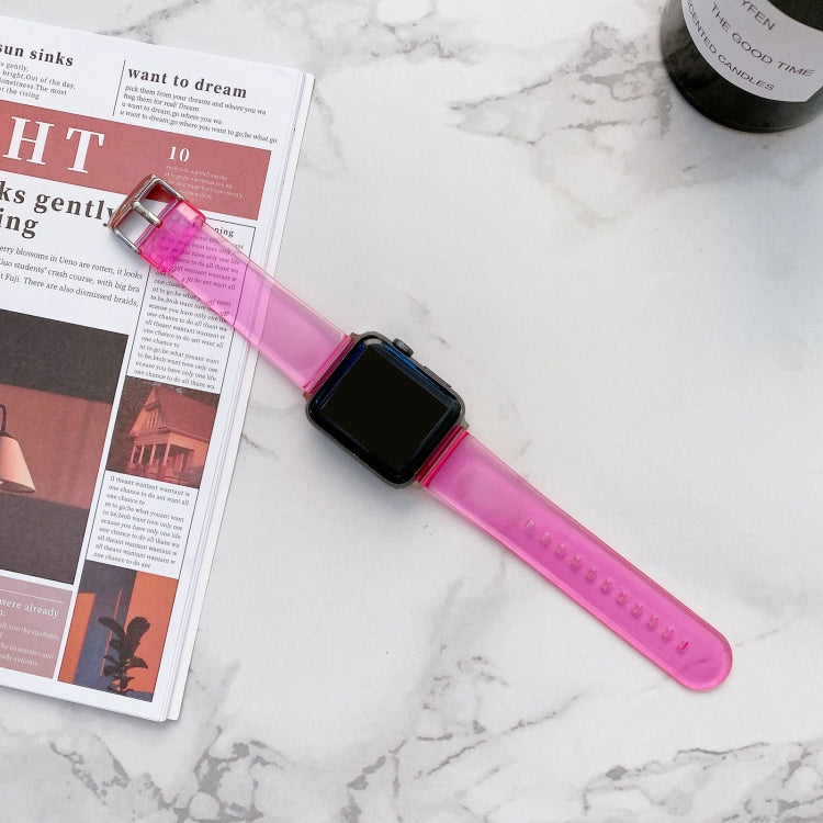 Transparentes Jelly-Armband für Apple Watch Series 7 (41 mm), 6, SE, 5 und 4 (40 mm), 3, 2 und 1 (38 mm), 7 (45 mm), 6, SE, 5 und 4 (44 mm) sowie 3, 2 und 1 (42 mm)