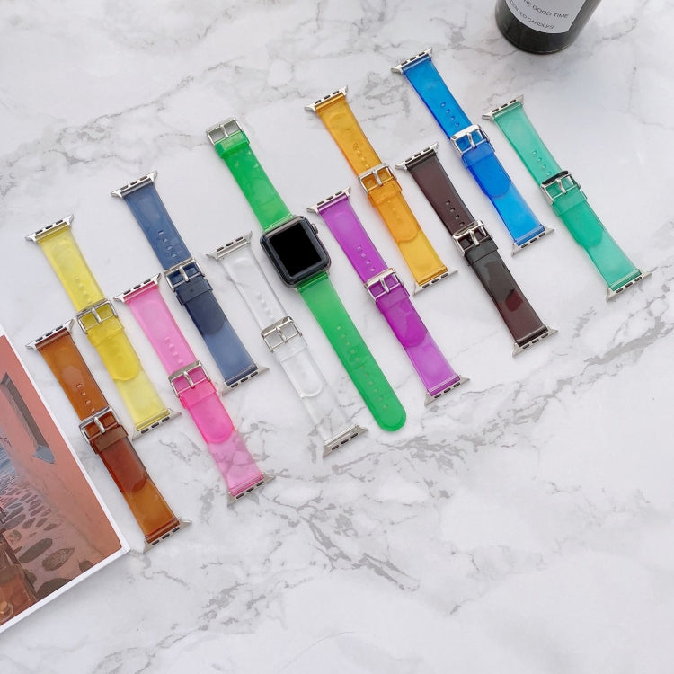 Transparentes Jelly-Armband für Apple Watch Series 7 (41 mm), 6, SE, 5 und 4 (40 mm), 3, 2 und 1 (38 mm), 7 (45 mm), 6, SE, 5 und 4 (44 mm) sowie 3, 2 und 1 (42 mm)