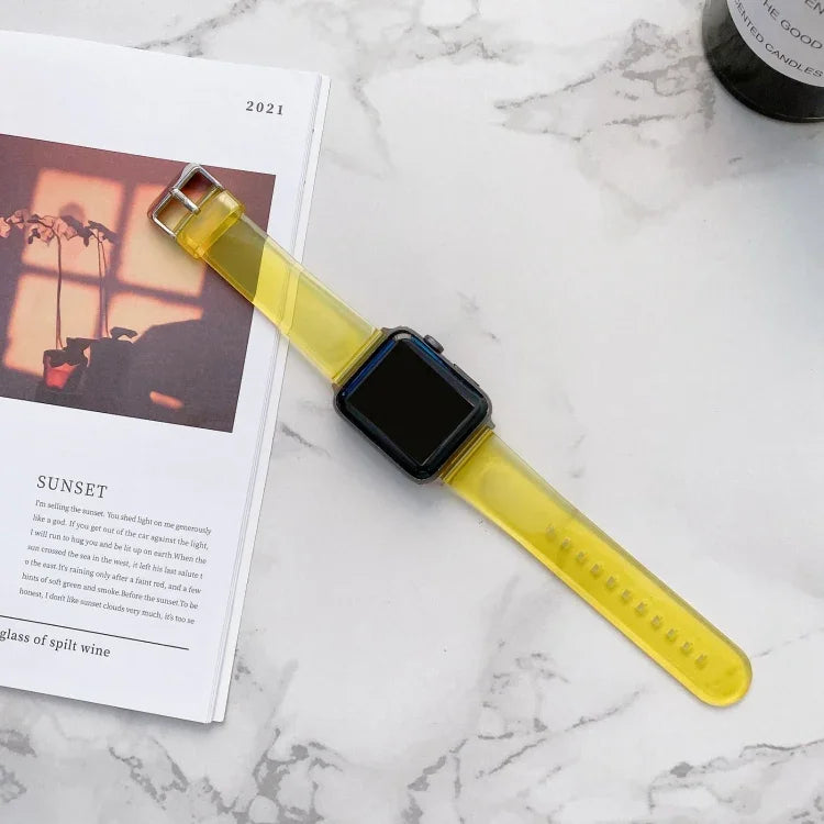 Jelly Transparent Watchband For Apple Watch Series, 7 41mm / 6&SE&5&4 40mm / 3&2&1 38mm, 7 45mm / 6&SE&5&4 44mm / 3&2&1 42mm