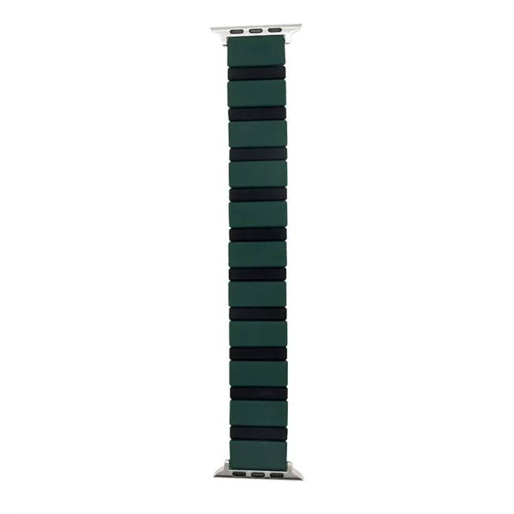 Silikon-Armband mit Verbindungsstücken für Apple Watch Series 7 (41 mm), 6, SE, 5 und 4 (40 mm), 3, 2 und 1 (38 mm) und 7 (45 mm), 6, SE, 5 und 4 (44 mm) sowie 3, 2 und 1 (42 mm)