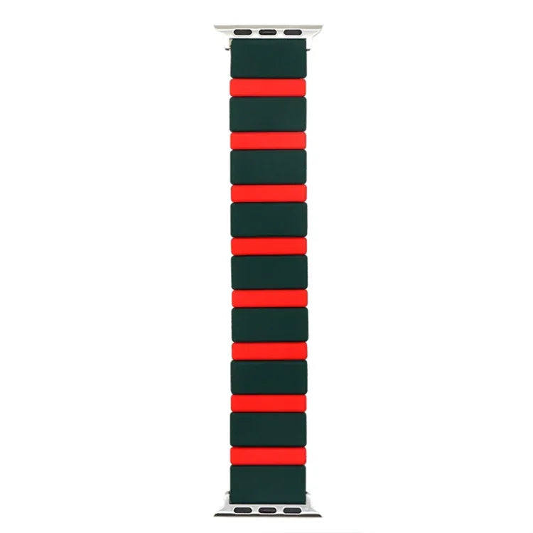 Silikon-Armband mit Verbindungsstücken für Apple Watch Series 7 (41 mm), 6, SE, 5 und 4 (40 mm), 3, 2 und 1 (38 mm) und 7 (45 mm), 6, SE, 5 und 4 (44 mm) sowie 3, 2 und 1 (42 mm)