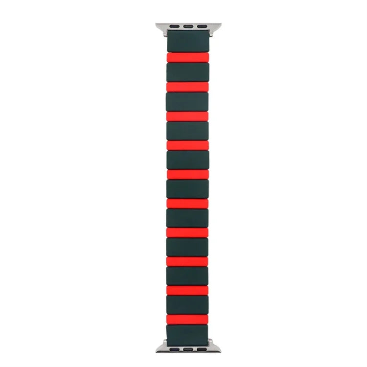 Silikon-Armband mit Verbindungsstücken für Apple Watch Series 7 (41 mm), 6, SE, 5 und 4 (40 mm), 3, 2 und 1 (38 mm) und 7 (45 mm), 6, SE, 5 und 4 (44 mm) sowie 3, 2 und 1 (42 mm)