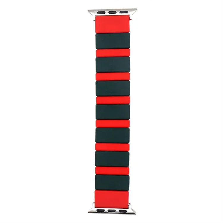 Silikon-Armband mit Verbindungsstücken für Apple Watch Series 7 (41 mm), 6, SE, 5 und 4 (40 mm), 3, 2 und 1 (38 mm) und 7 (45 mm), 6, SE, 5 und 4 (44 mm) sowie 3, 2 und 1 (42 mm)