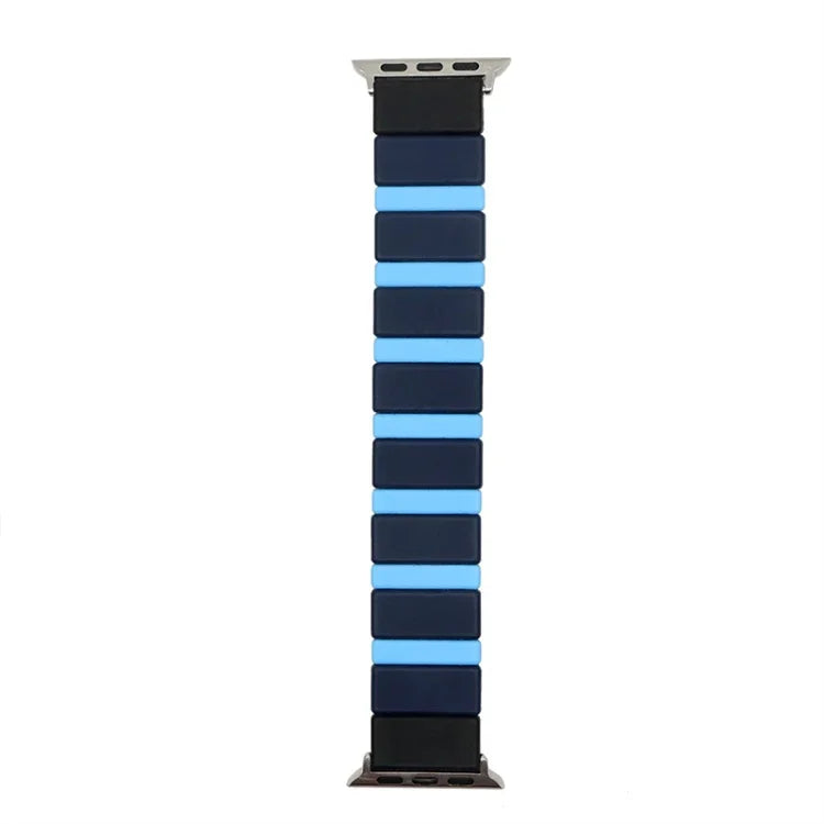 Silikon-Armband mit Verbindungsstücken für Apple Watch Series 7 (41 mm), 6, SE, 5 und 4 (40 mm), 3, 2 und 1 (38 mm) und 7 (45 mm), 6, SE, 5 und 4 (44 mm) sowie 3, 2 und 1 (42 mm)