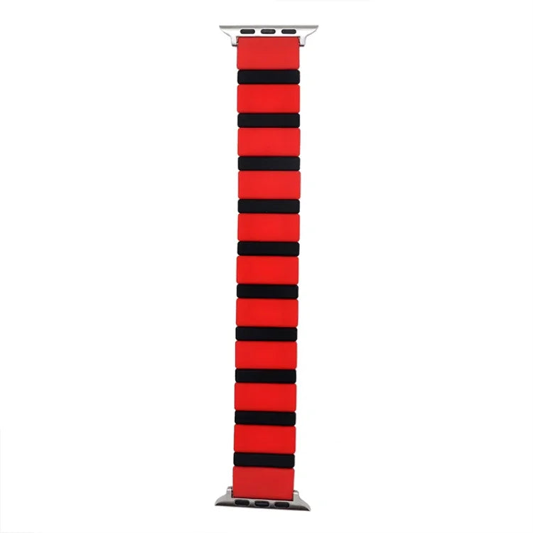 Silikon-Armband mit Verbindungsstücken für Apple Watch Series 7 (41 mm), 6, SE, 5 und 4 (40 mm), 3, 2 und 1 (38 mm) und 7 (45 mm), 6, SE, 5 und 4 (44 mm) sowie 3, 2 und 1 (42 mm)