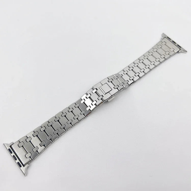 Oak Three Strains Metal Watchband For Apple Watch Series, 7 41mm / 6&SE&5&4 40mm / 3&2&1 38mm, 7 45mm / 6&SE&5&4 44mm / 3&2&1 42mm