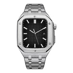 Integriertes Eichenholz-Metallarmband + Uhrengehäuse für Apple Watch Series 6, SE, 5 und 4 (44 mm)