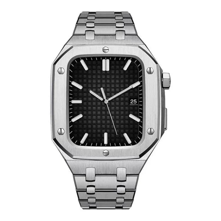 Integriertes Eichenholz-Metallarmband + Uhrengehäuse für Apple Watch Series 6, SE, 5 und 4 (44 mm)