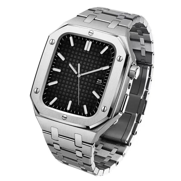 Integriertes Eichenholz-Metallarmband + Uhrengehäuse für Apple Watch Series 6, SE, 5 und 4 (44 mm)