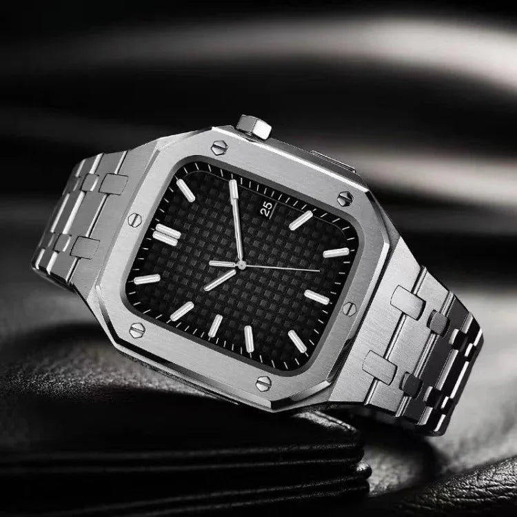 Integriertes Eichenholz-Metallarmband + Uhrengehäuse für Apple Watch Series 6, SE, 5 und 4 (44 mm)