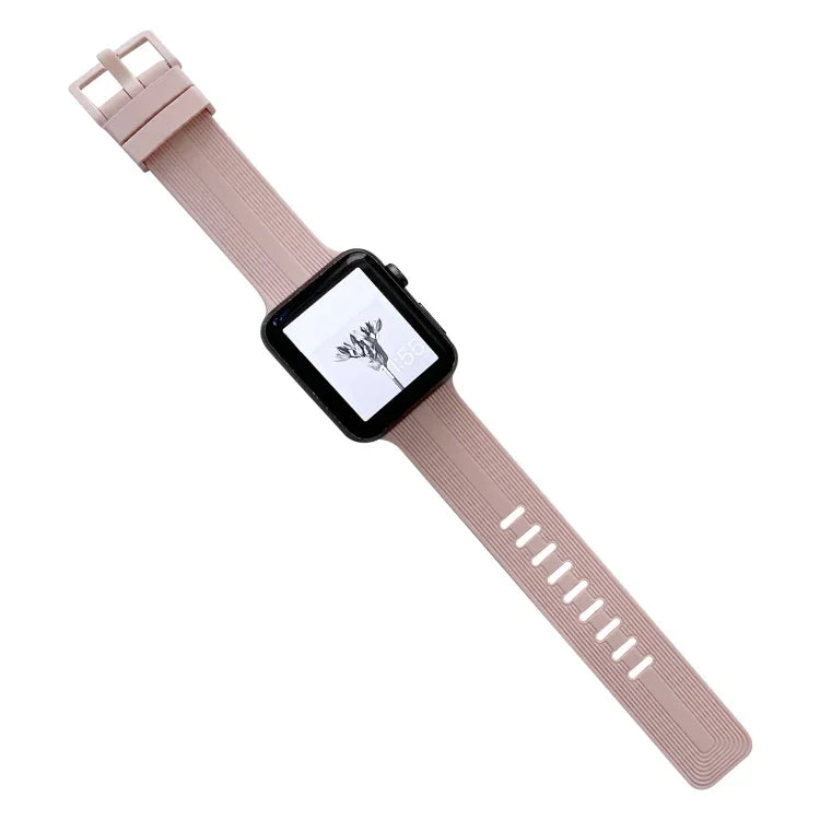 Silikonarmband mit Gewinde für Apple Watch Series 7 (41 mm), 6, SE, 5 und 4 (40 mm), 3, 2 und 1 (38 mm) und 7 (45 mm), 6, SE, 5 und 4 (44 mm) sowie 3, 2 und 1 (42 mm).