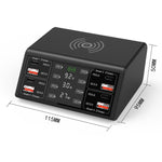 838w 9 in 1 100W 4 PD 3.0 USB-C / Type-C + 4 QC 3.0 USB Anschlüsse Intelligentes Digitaldisplay Drahtlosladegerät, EU Stecker, US Stecker, UK Stecker, AU Stecker