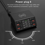 838w 9 in 1 100W 4 PD 3.0 USB-C / Type-C + 4 QC 3.0 USB Anschlüsse Intelligentes Digitaldisplay Drahtlosladegerät, EU Stecker, US Stecker, UK Stecker, AU Stecker