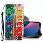 Coloured Drawing Pattern Leather Phone Case, For iPhone 13 mini, For iPhone 13, For iPhone 13 Pro