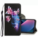 Coloured Drawing Pattern Leather Phone Case, For iPhone 13 mini, For iPhone 13, For iPhone 13 Pro