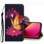 Coloured Drawing Pattern Leather Phone Case, For iPhone 13 mini, For iPhone 13, For iPhone 13 Pro