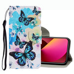Coloured Drawing Pattern Leather Phone Case, For iPhone 13 mini, For iPhone 13, For iPhone 13 Pro