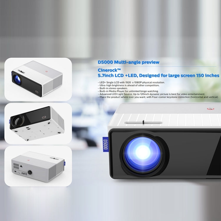 VIVIBRIGHT D5000 1920x1080P 420ANSI 6000 Lumen LCD + LED HD Digitalprojektor, Basisversion, US-Stecker, UK-Stecker