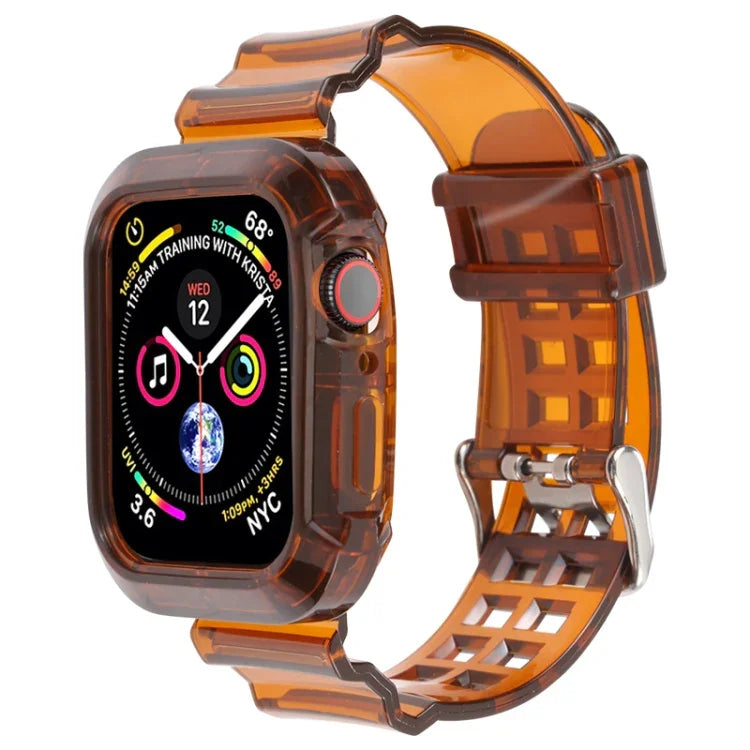 Transparentes Armband für Apple Watch Series 8&7 45mm / SE 2&6&SE&5&4 44mm / 3&2&1 42mm (Transparent Braun), 7 41mm / 6&SE&5&4 40mm / 3&2&1 38mm, 7 45mm / 6&SE&5&4 44mm / 3&2&1 42mm