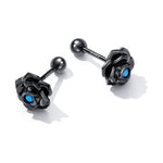Ohrstecker mit schwarzer Rose aus 925er Sterlingsilber, Damenohrringe, Schwarze Rose
