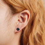 Ohrstecker mit schwarzer Rose aus 925er Sterlingsilber, Damenohrringe, Schwarze Rose