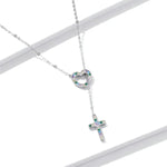 Herzkreuz-Halskette für Damen aus 925er Sterlingsilber