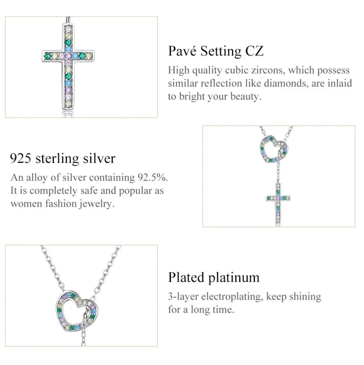 Herzkreuz-Halskette für Damen aus 925er Sterlingsilber