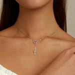 Herzkreuz-Halskette für Damen aus 925er Sterlingsilber
