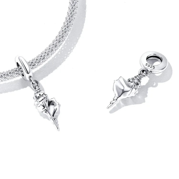 S925 Sterling Silber Muschelanhänger DIY Armband Halskette Accessoires, Muschel