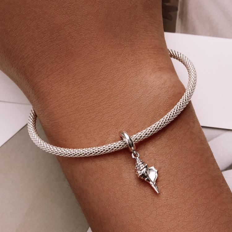 S925 Sterling Silber Muschelanhänger DIY Armband Halskette Accessoires, Muschel