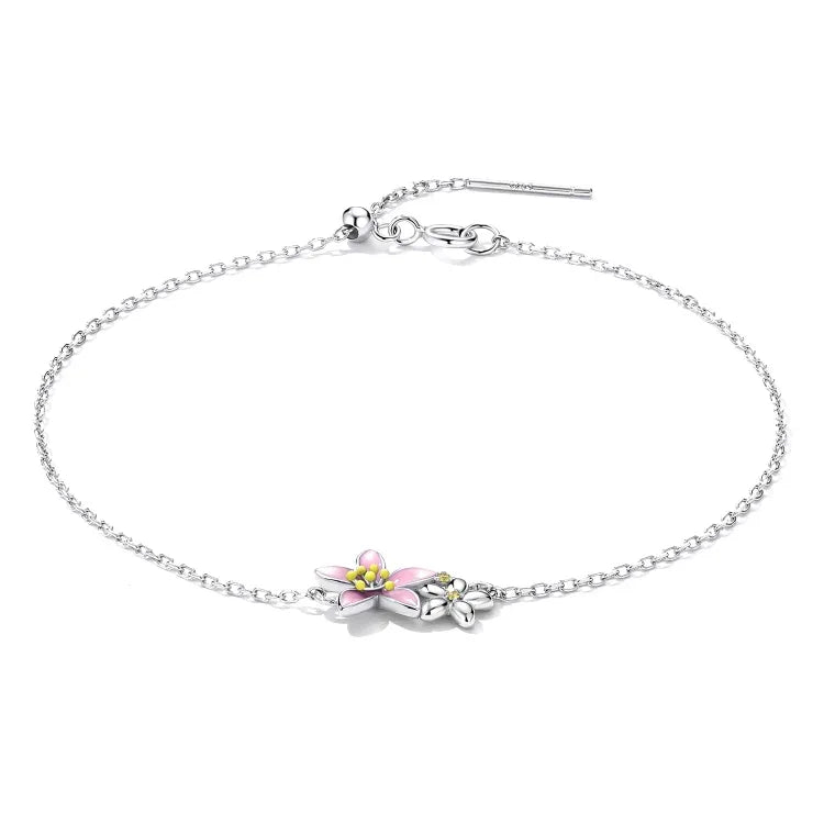 Armband aus 925er Sterlingsilber mit Kirschblüte, Damenschmuck, Kirschblüte