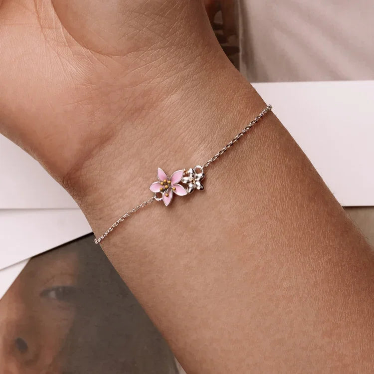 Armband aus 925er Sterlingsilber mit Kirschblüte, Damenschmuck, Kirschblüte