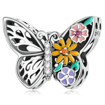 S925 Sterling Silber Blumen-Schmetterlingsperlen DIY Armband Halskette Accessoires, Blumen-Schmetterling