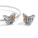 S925 Sterling Silber Blumen-Schmetterlingsperlen DIY Armband Halskette Accessoires, Blumen-Schmetterling