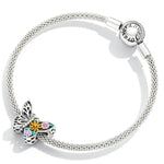 S925 Sterling Silber Blumen-Schmetterlingsperlen DIY Armband Halskette Accessoires, Blumen-Schmetterling