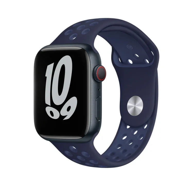 Sportliches Silikonarmband für Apple Watch Series 7 (41 mm), 6, SE, 5 und 4 (40 mm), 3, 2 und 1 (38 mm), 7 (45 mm), 6, SE, 5 und 4 (44 mm) sowie 3, 2 und 1 (42 mm)