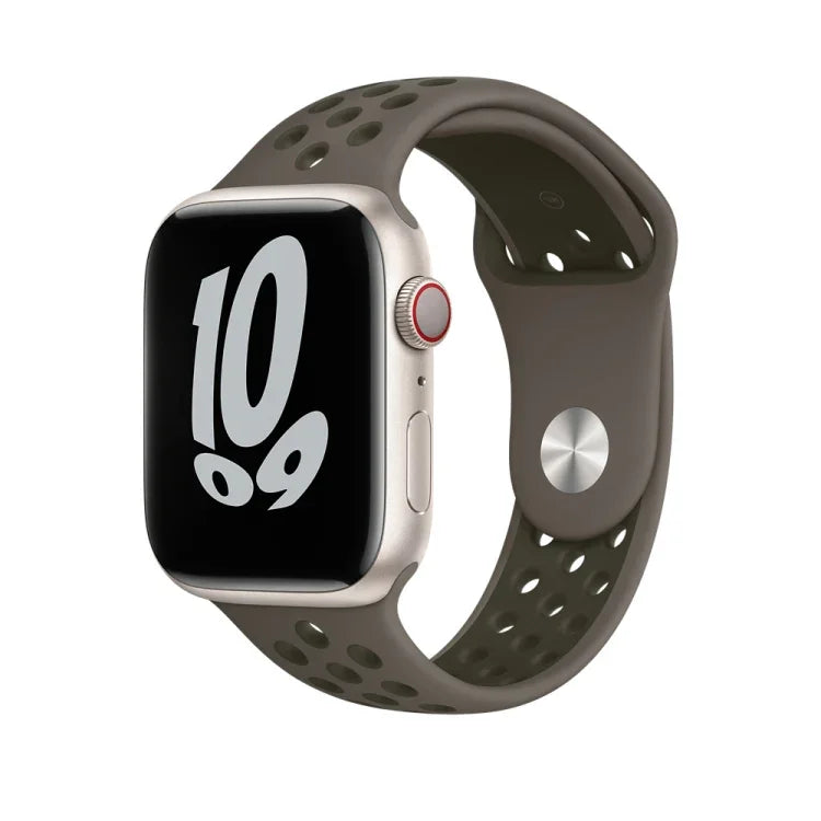 Sportliches Silikonarmband für Apple Watch Series 7 (41 mm), 6, SE, 5 und 4 (40 mm), 3, 2 und 1 (38 mm), 7 (45 mm), 6, SE, 5 und 4 (44 mm) sowie 3, 2 und 1 (42 mm)