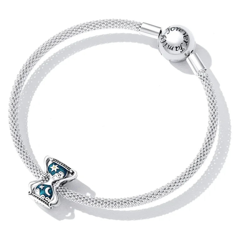 S925 Sterling Silber Sonnen- und Mond-Sanduhrperlen DIY Armband- und Halskettenzubehör, Sonnen- und Mond-Sanduhr