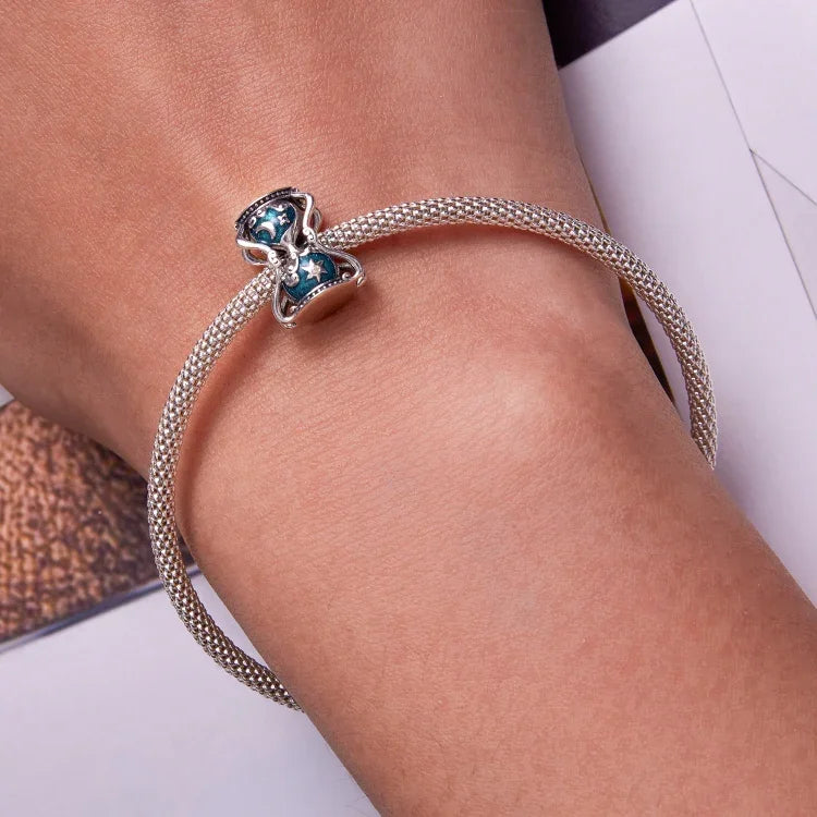 S925 Sterling Silber Sonnen- und Mond-Sanduhrperlen DIY Armband- und Halskettenzubehör, Sonnen- und Mond-Sanduhr