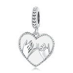 S925 Sterling Silber Silberherz Hand in Hand Anhänger DIY Armband Halskette Accessoires, Hand in Hand