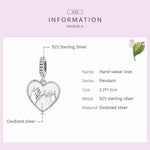 S925 Sterling Silber Silberherz Hand in Hand Anhänger DIY Armband Halskette Accessoires, Hand in Hand