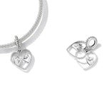 S925 Sterling Silber Silberherz Hand in Hand Anhänger DIY Armband Halskette Accessoires, Hand in Hand