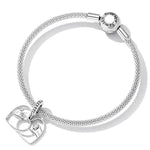 S925 Sterling Silber Silberherz Hand in Hand Anhänger DIY Armband Halskette Accessoires, Hand in Hand